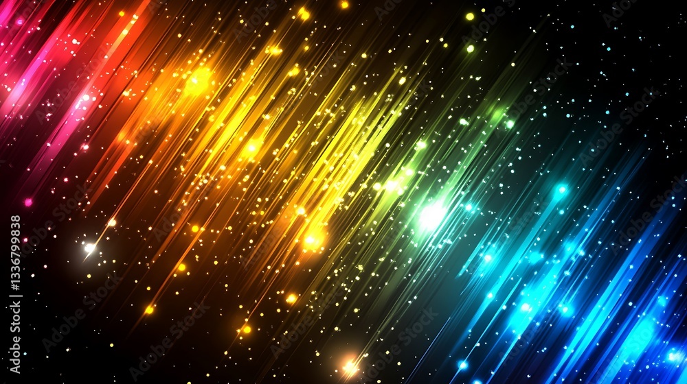 Colorful light streaks, dark background