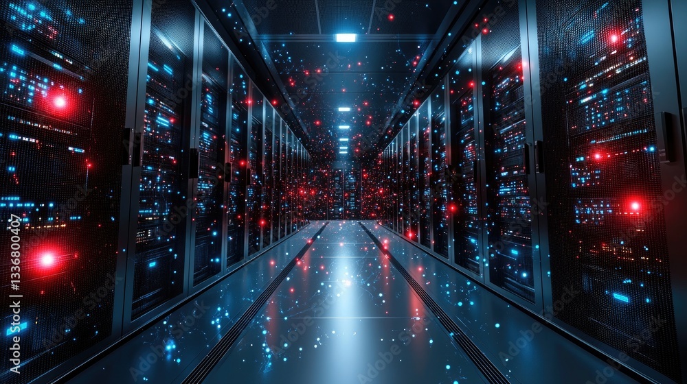 Fototapeta premium AI-driven predictive maintenance for network equipment and IT infrastructure.