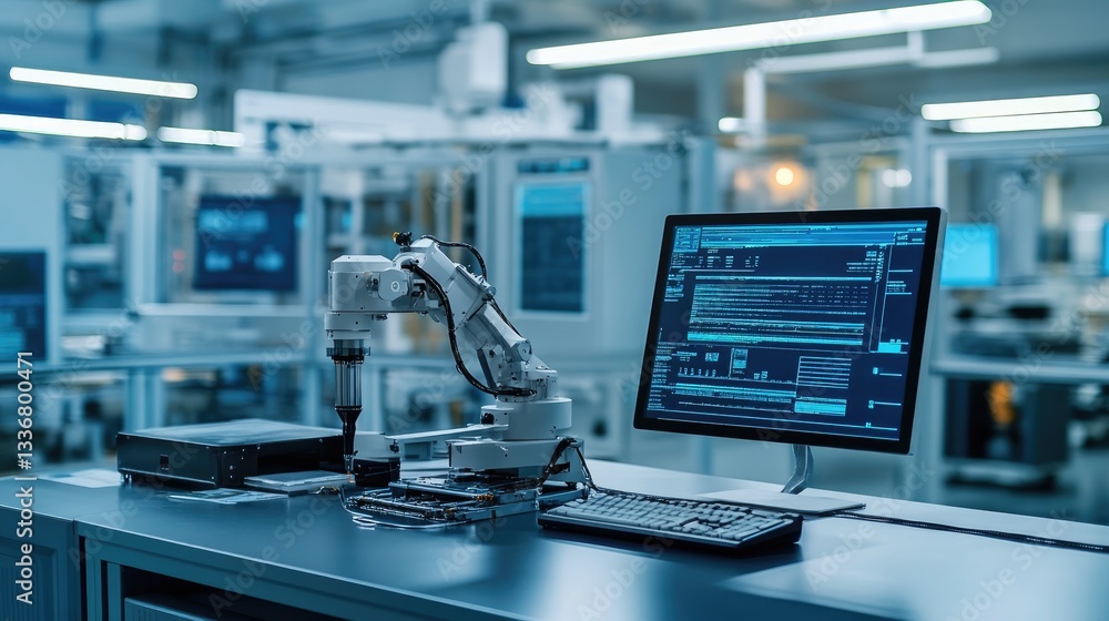AI-driven predictive maintenance system monitoring industrial machines in real time. AI-driven predictive maintenance system monitoring industrial machines in real time.