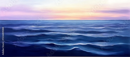 Obraz na płótnie Ocean sunset, waves, tranquil seascape w salonie
