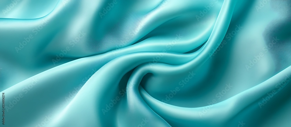 Teal silk fabric texture, soft folds