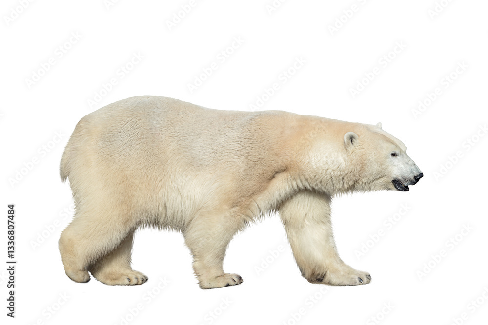 Fototapeta premium Polar bear isolated on white background. Full length.