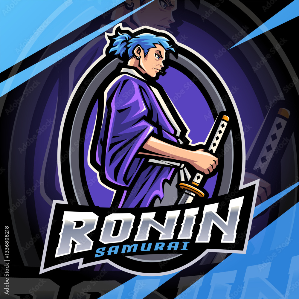 Ronin samurai esport mascot logo design Ronin samurai esport mascot logo design