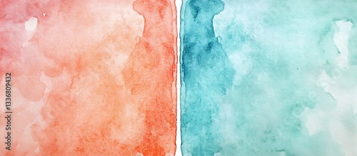Obraz na płótnie Abstract watercolor, peach and teal blend w salonie