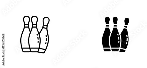 Bowling pins icons set for apps and web ui designs. simple isolated graphics.