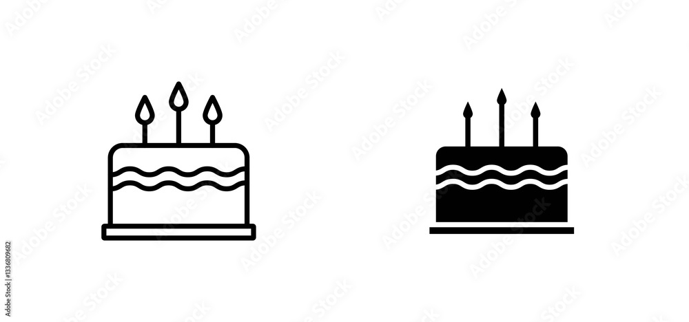 Cake icons set for apps and web ui designs. simple isolated graphics. Cake icons set for apps and web ui designs. simple isolated graphics.