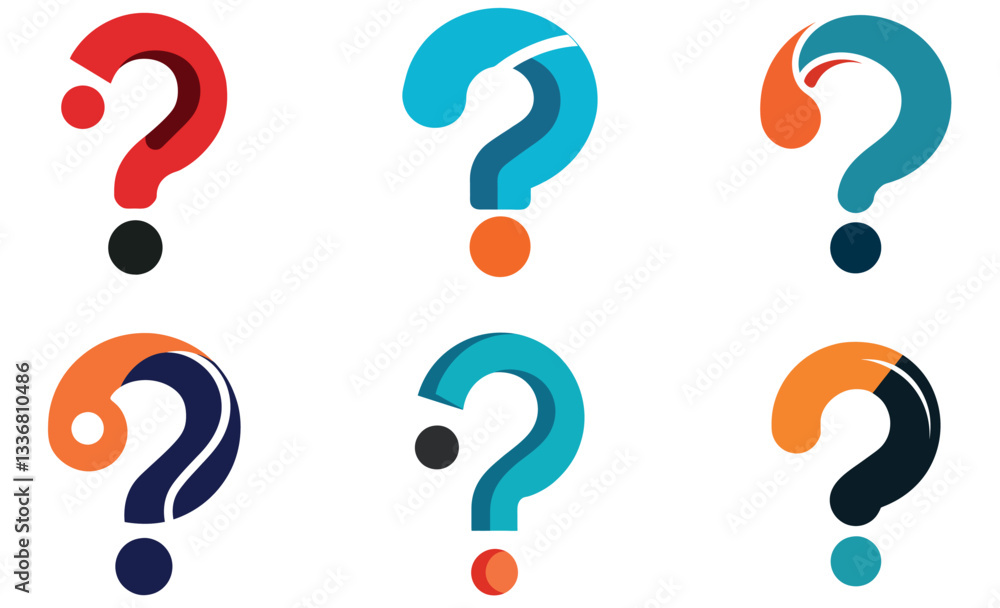 Collection of colorful question mark icons Collection of colorful question mark icons