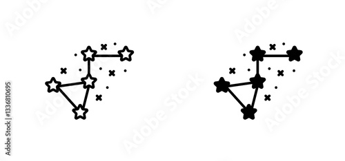 Constellation icons set for apps and web ui designs. simple isolated graphics.