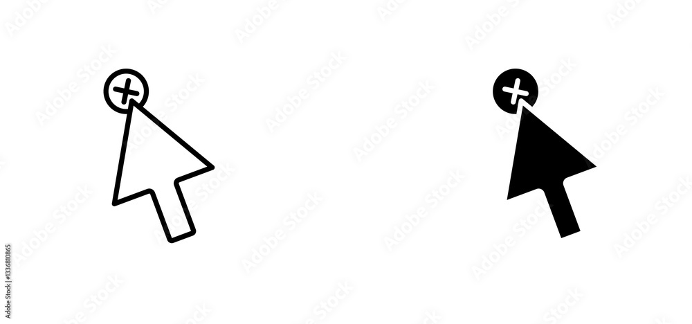 Cursor plus icons set for apps and web ui designs. simple isolated graphics. Cursor plus icons set for apps and web ui designs. simple isolated graphics.