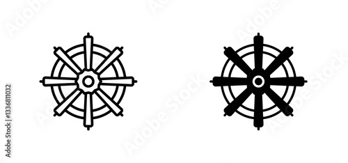Dharmachakra icons set for apps and web ui designs. simple isolated graphics.