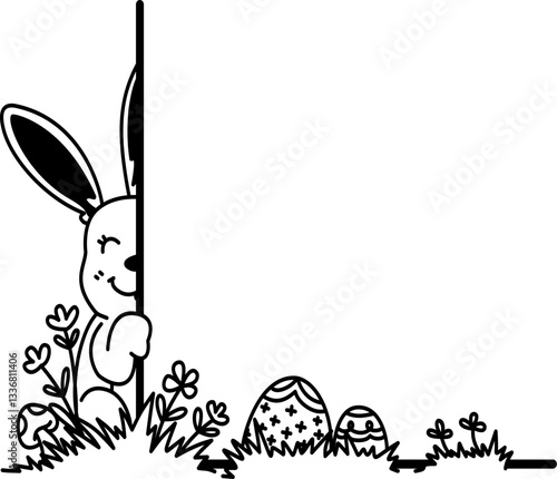 Hand drawn easter day corner border frame illustration	
