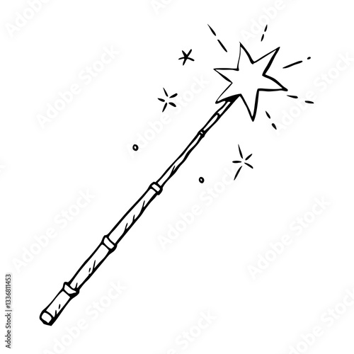 Wallpaper Mural a magic wand with a star at the top and radiating sparkles, sense of wonder and imagination vector illustration Torontodigital.ca