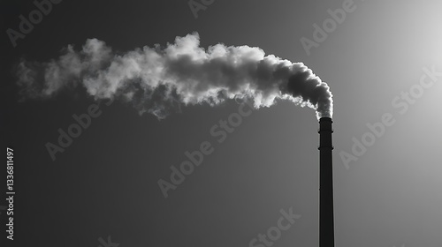 Obraz na płótnie Smoke plume from industrial chimney, dark sky w salonie