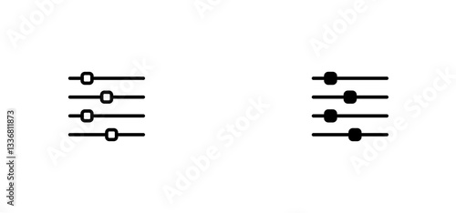 Filter Button icons set for apps and web ui designs. simple isolated graphics.