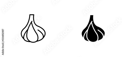 Garlic icons set for apps and web ui designs. simple isolated graphics.