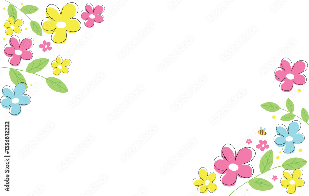 Frame of spring flowers on the white background. Frame of spring flowers on the white background.