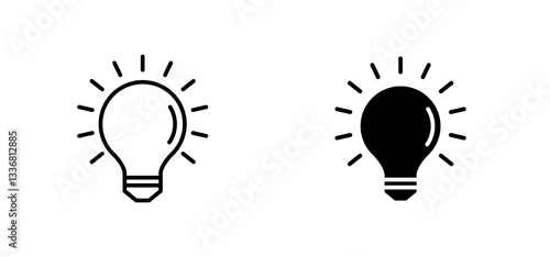 Lightbulb icons set for apps and web ui designs. simple isolated graphics.