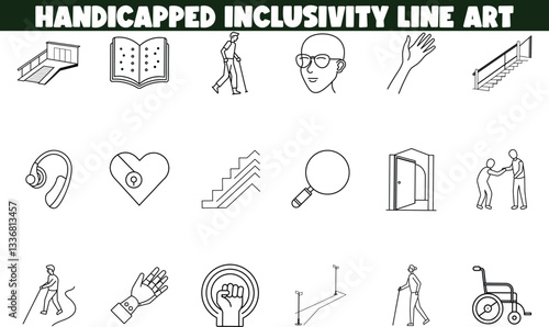 Handicapped Inclusivity Line Art Accessibility Icons and Symbols