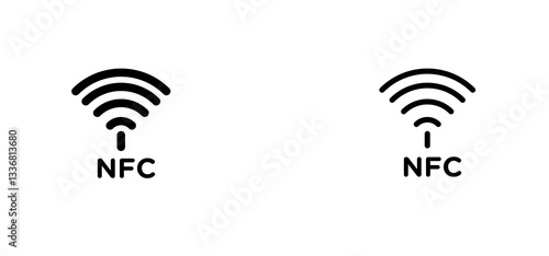 Nfc icons set for apps and web ui designs. simple isolated graphics.