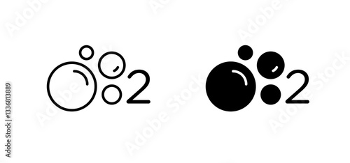 Oxygen O2 icons set for apps and web ui designs. simple isolated graphics.