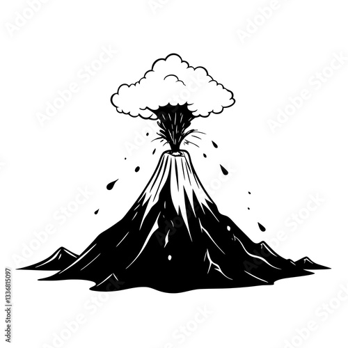 an erupting volcano spewing ash and lava vector illustration
