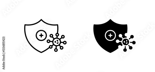 Shield virus icons set for apps and web ui designs. simple isolated graphics.