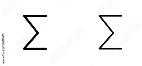 Sigma icons set for apps and web ui designs. simple isolated graphics.