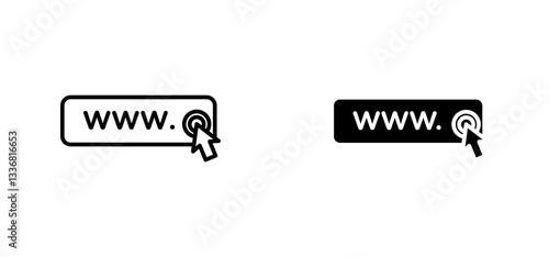Url icons set for apps and web ui designs. simple isolated graphics.