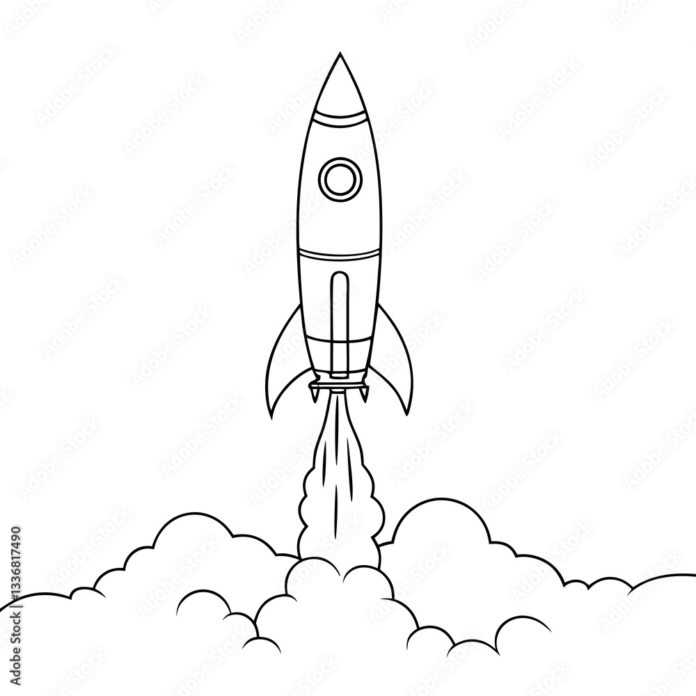 a black and white illustration of a rocket blasting off vector illustration a black and white illustration of a rocket blasting off vector illustration
