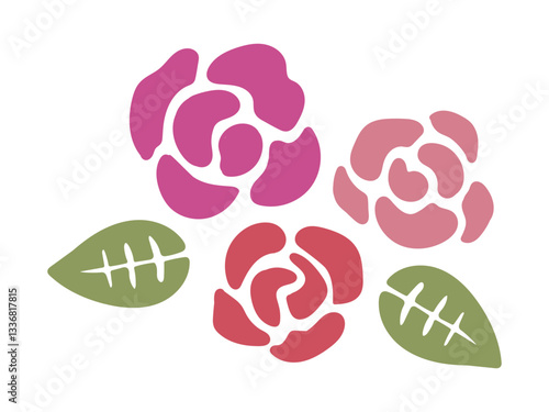 シンプルなバラのシルエットのイラスト