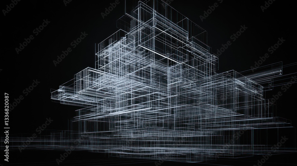 Abstract architectural wireframe design