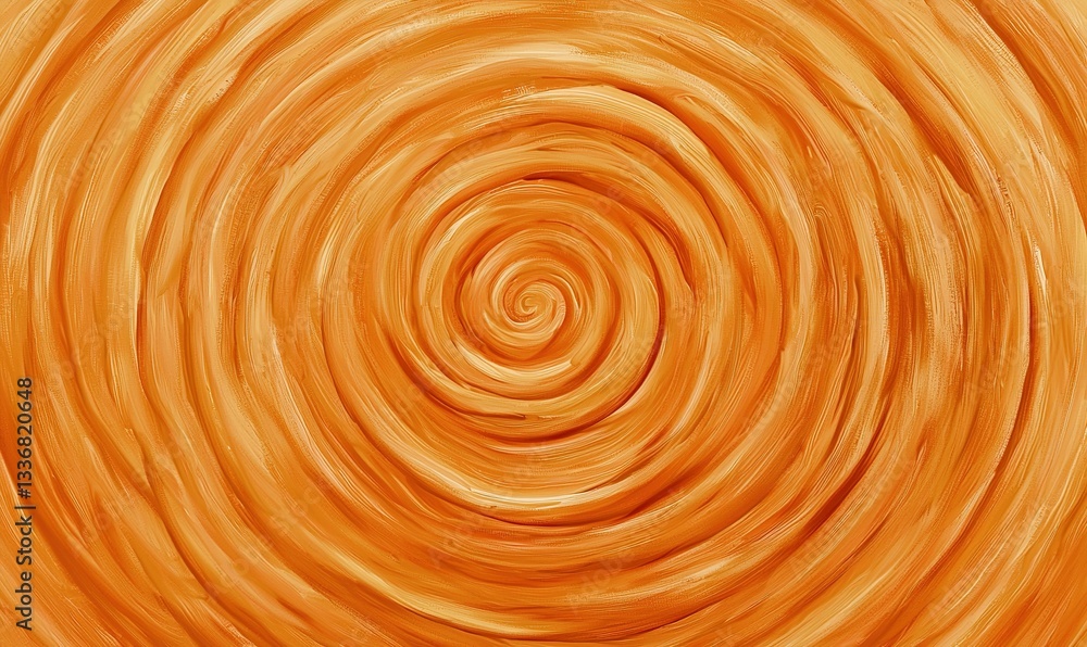 An orange spiral pattern, radiates from the center. The curved shapes create a swirling, flowing visual An orange spiral pattern, radiates from the center. The curved shapes create a swirling, flowing visual