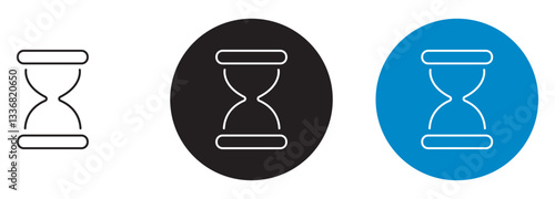 Anti aging hourglass line icon, simple standby waiting slow time flat design vector.