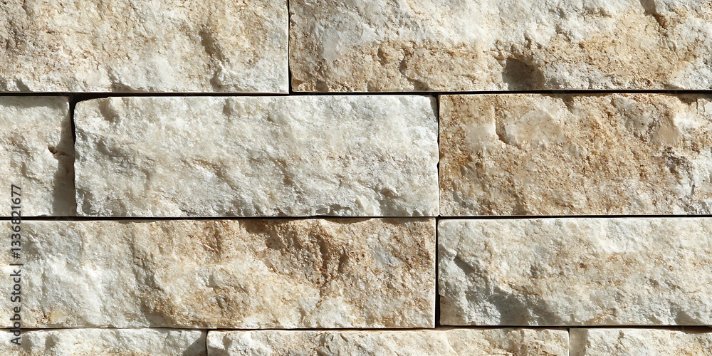 Beige stone wall texture, close-up