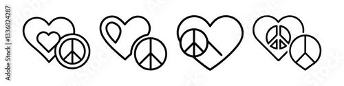 heart peace combo icon, heart peace combo line art - simple line art of heart peace combo, perfect for heart peace combo logos and icons