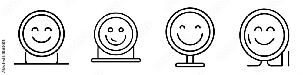 Fototapeta premium smiling face in mirror icon, smiling face in mirror line art - simple line art of smiling face in mirror, perfect for smiling face in mirror logos and icons