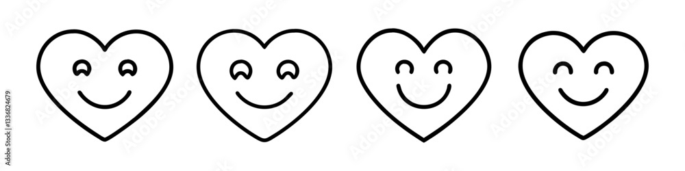 smiling heart icon, smiling heart line art - simple line art of smiling heart, perfect for smiling heart logos and icons smiling heart icon, smiling heart line art - simple line art of smiling heart, perfect for smiling heart logos and icons