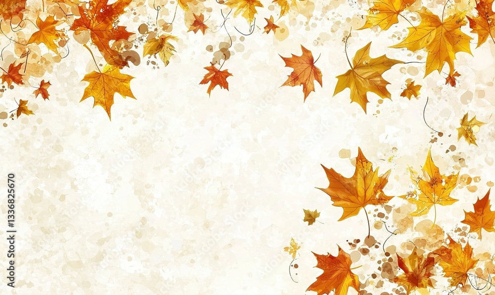 Autumn's vibrant hues Falling leaves in shades of orange and yellow on a warm, textured background Autumn's vibrant hues Falling leaves in shades of orange and yellow on a warm, textured background