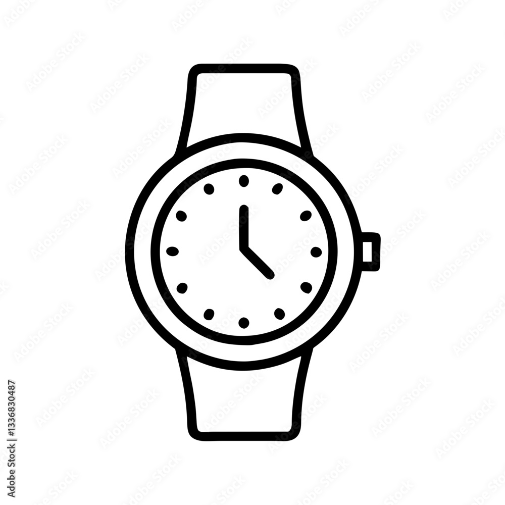 Line art wristwatch design on a white background Line art wristwatch design on a white background