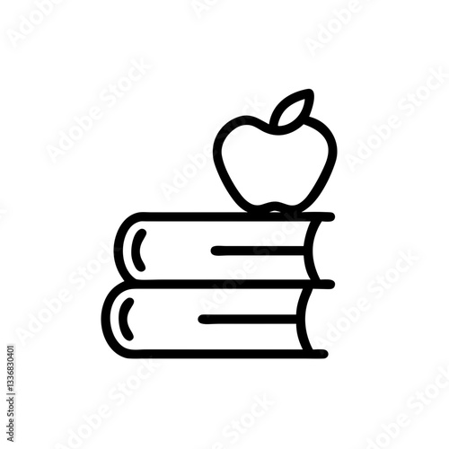 Apple on top of books