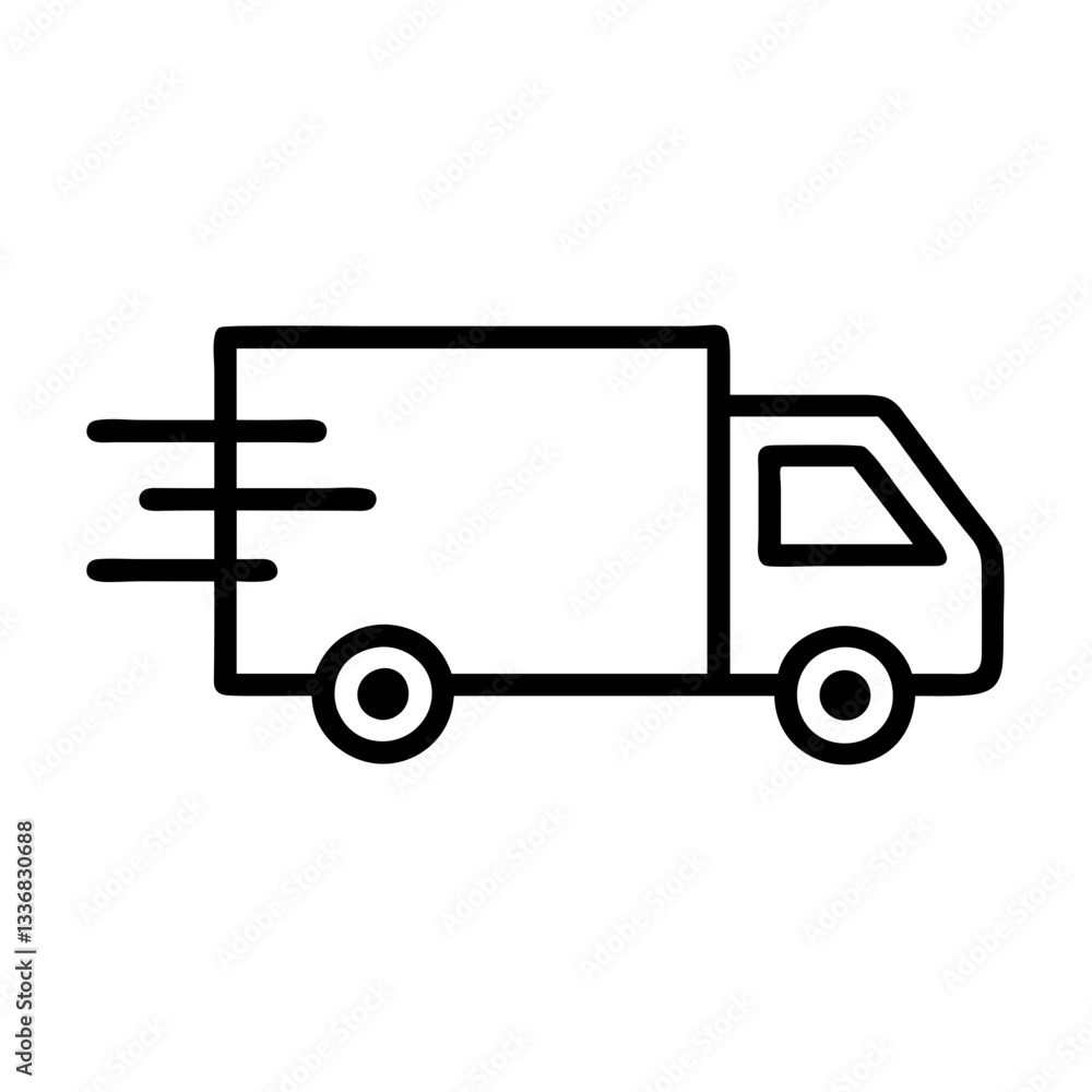 Delivery truck in motion Delivery truck in motion