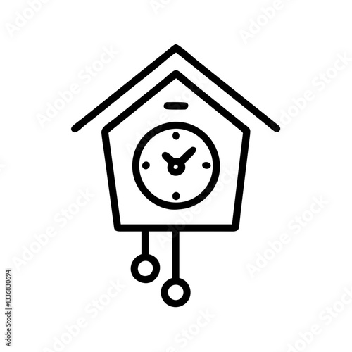 Cuckoo clock illustration in minimalist style
