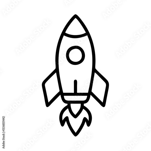 Rocket icon in minimalist design on white background