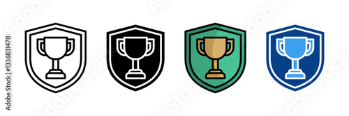 Trophy Shield  Icon Set Multiple Style Collection