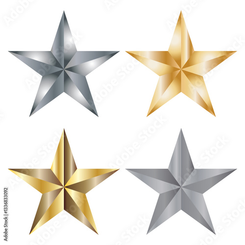 golden star isolated on white