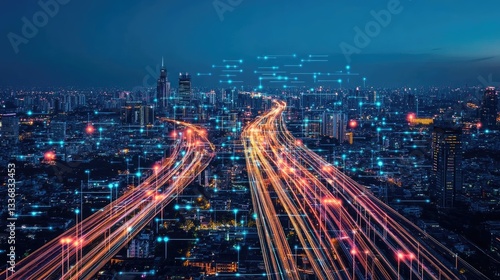 Wallpaper Mural High-speed wireless connectivity symbolized by futuristic waveforms and signals. Torontodigital.ca