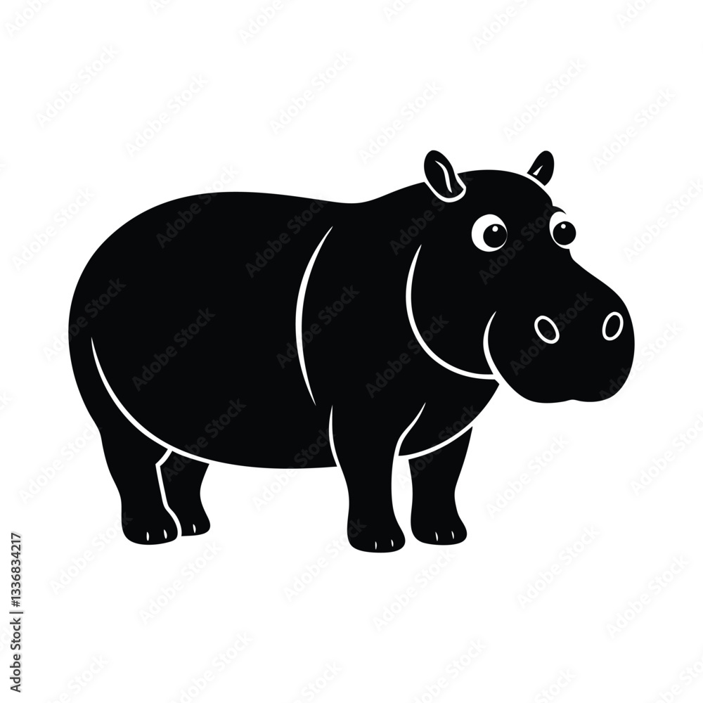 Obraz premium Hippo silhouette vector illustration 