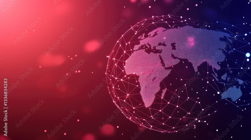 High-tech data center with digital holograms of a global communication grid. High-tech data center with digital holograms of a global communication grid.