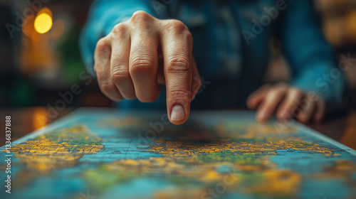 Finger pointing at a business plan or strategy, concept of success and planning
