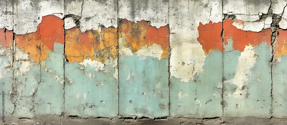 Weathered wall, teal, orange paint